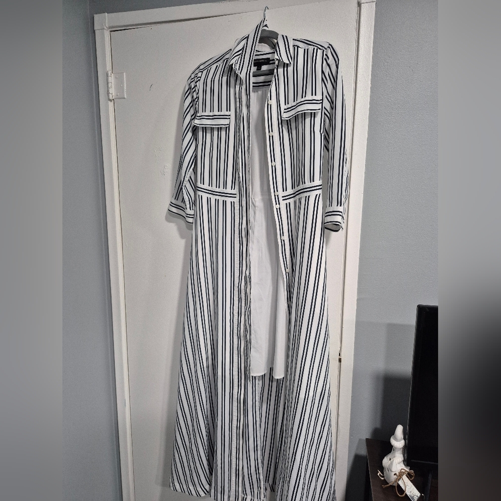 Striped Blue and White Maxi Dress